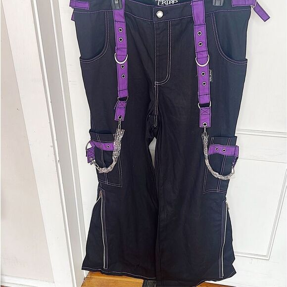 Tripp Black & Purple Street Pants Black/Purple Plus Size 17/38” Nwot - Picture 2 of 10